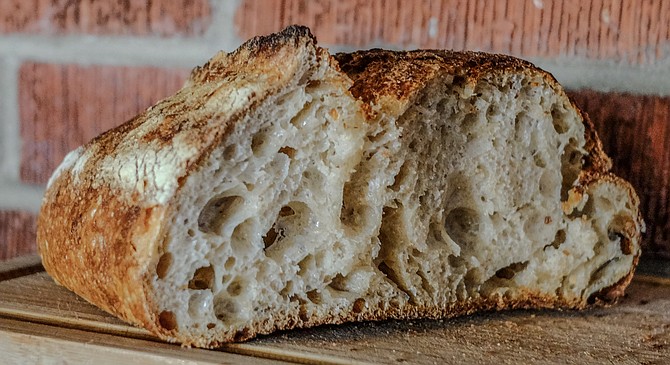 A half loaf of sourdough bread from Wayfarer Bakery