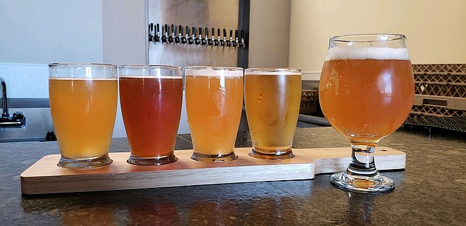 A flight of beers made in National City.