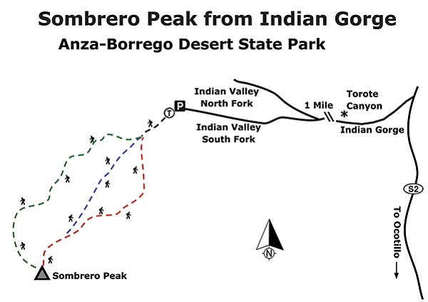 Sombrero Peak from Indian Gorge map