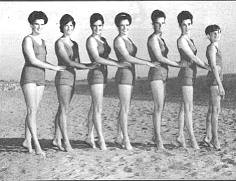 Jerome dreamed up the idea of taking the Swimming O’Connor Sisters on a nationwide tour. (Maureen third from left).