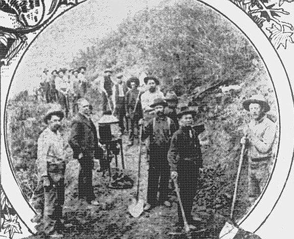 March 1908 picture from the San Diego Union: miners in the Dulzura goldfield