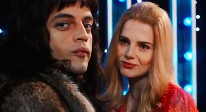 Rami Malek as Freddie Mercury and Lucy Boynton as Mary Austin