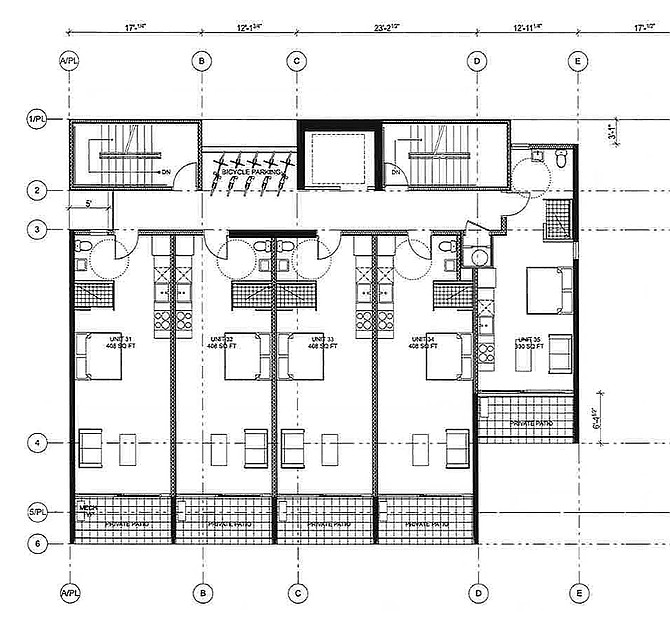 Layout of tiny apartments on the eighth floor.