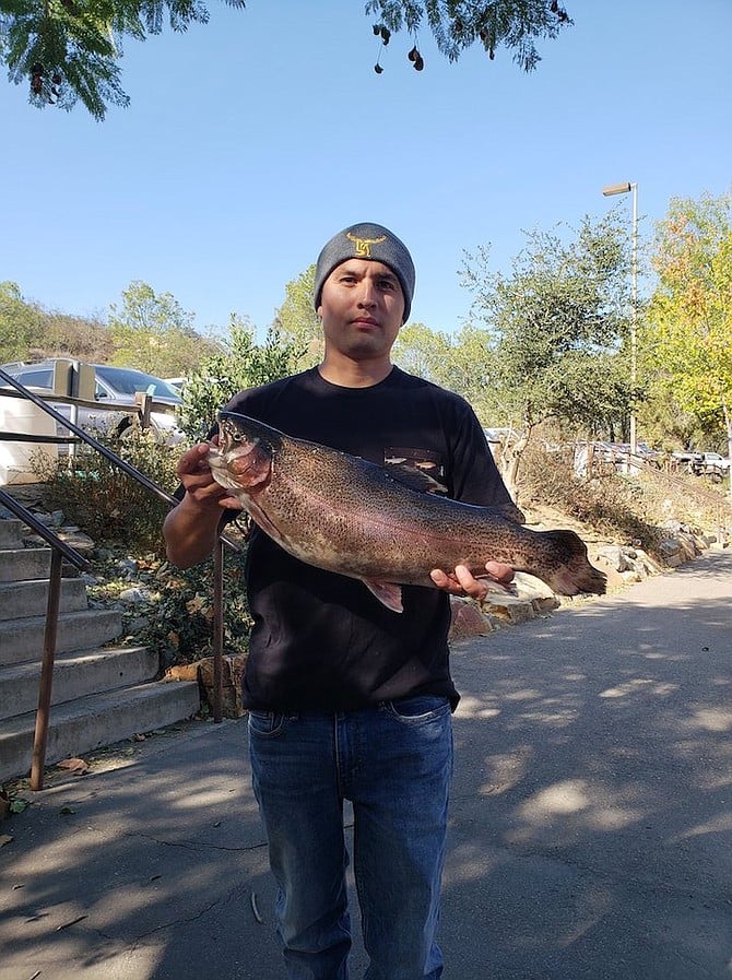 Gabriel Lerma with his 8.5 pound trout caught on the second day of the season.