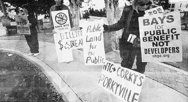 Protests against McMillin takeover of Liberty Station in 1999