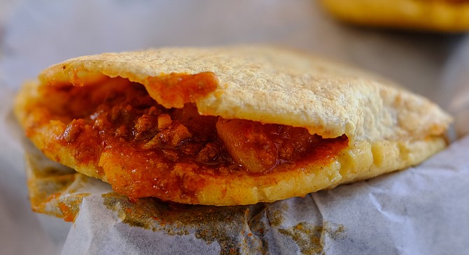 The picadillo gordita resembles a spicy sloppy joe, in a masa sleeve