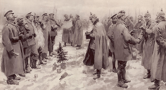 Artist's rendition of the truce from the Illustrated London News, January 9, 1915.