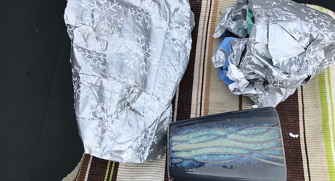 "He left the items – gift wrapped in tin foil – in front of our business."