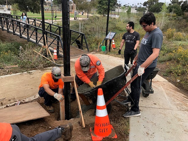 National City donated concrete and manpower to install finishing touches on Kimball Park makeover