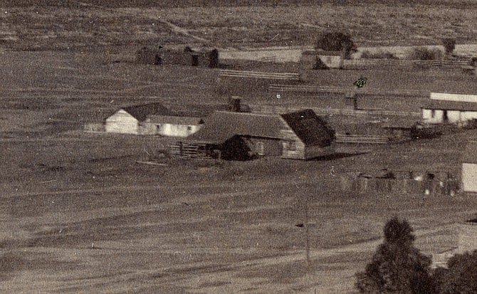 An adobe house built circa 1850s was on the southeast corner of the block. Any development will have to deal with an archeological investigation before building anything. (Coons Collection)