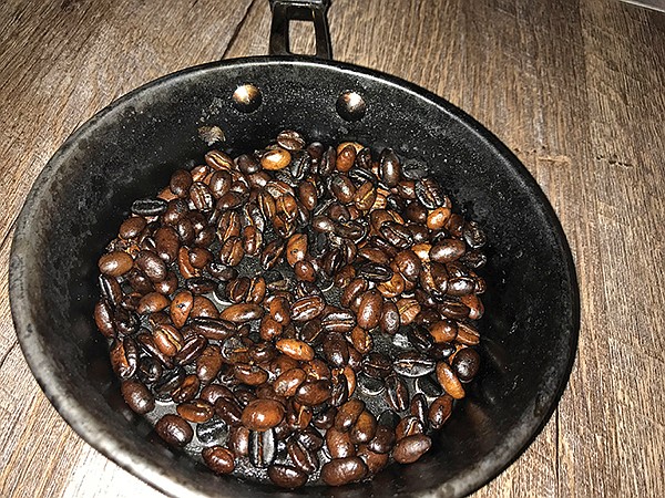 Fresh-roasted Ethiopian coffee beans, ready for grinding