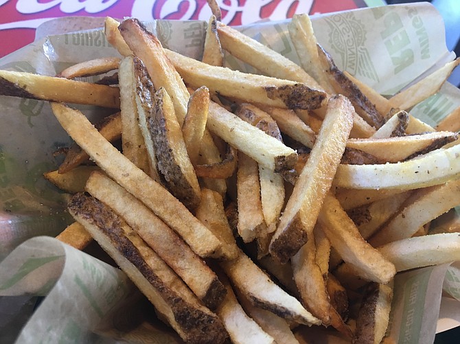 The fries are hot and crispy (and salty).