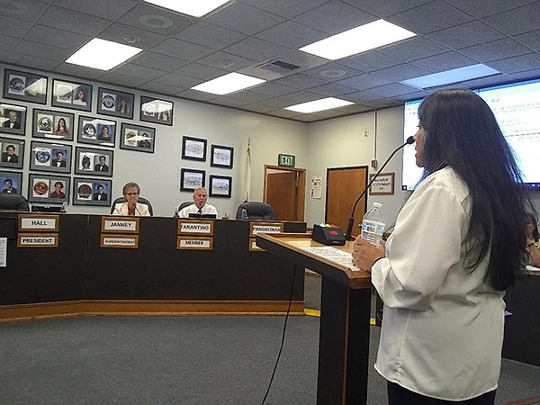 Miranda Escoto speaks to the Sweetwater school board
