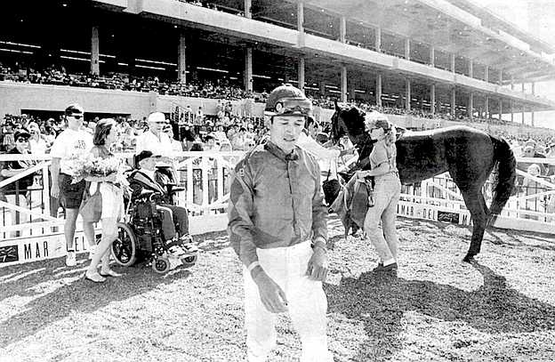Winners Circle, August, 1994. When you’re talking to Bill Shoemaker, you can’t ignore the fact that he’s immobilized.