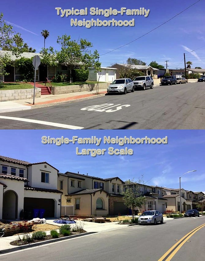 Existing single-family neighborhoods reimagined to a larger scale without ruining the neighborhood.