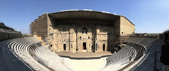 Built early in the 1st century AD.  Without doubt, one of the finest remnants of the Roman Empire.  Theatre Antique d'Orange in Orange, France.