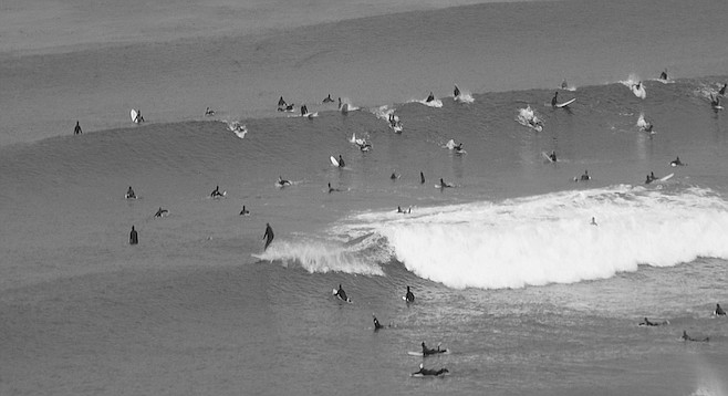 "La Jolla enjoys bigger surf than its neighbors because of the near absence of continental shelf."
