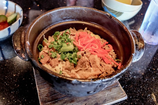 Kamameshi, aka kettle rice, with shaved ribeye and pickled ginger