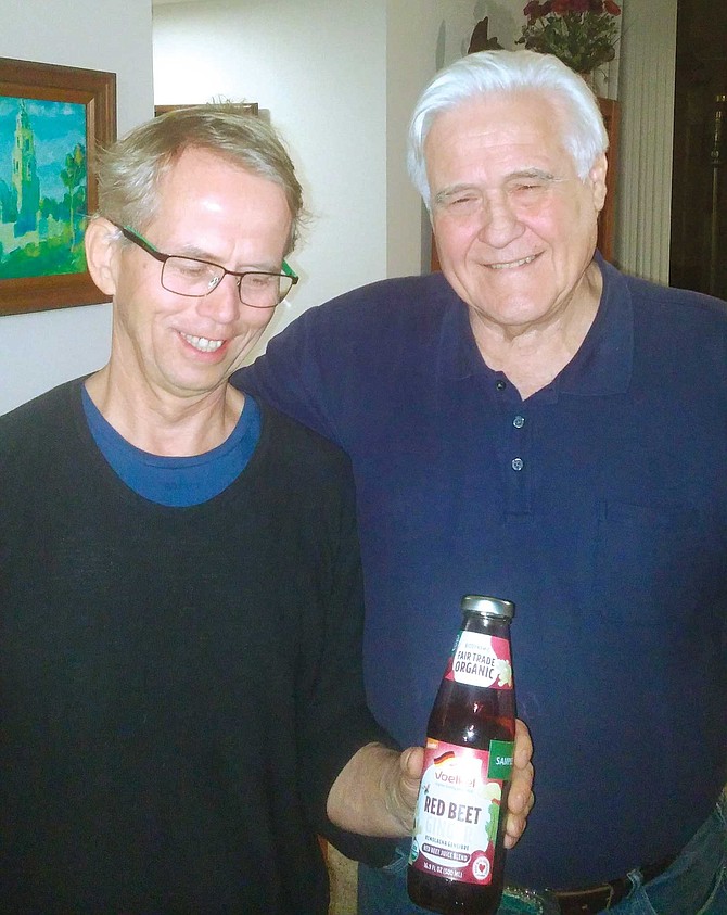 Stefan Voelkel (left) runs a biodynamically produced German juice company. John Workman is acting as an American consultant for Voelkel.