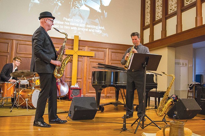 Archie Thompson, shown playing sax, is the jazz artist in residence and the music director of Jazz Vespers at First Presbyterian Church in downtown San Diego.