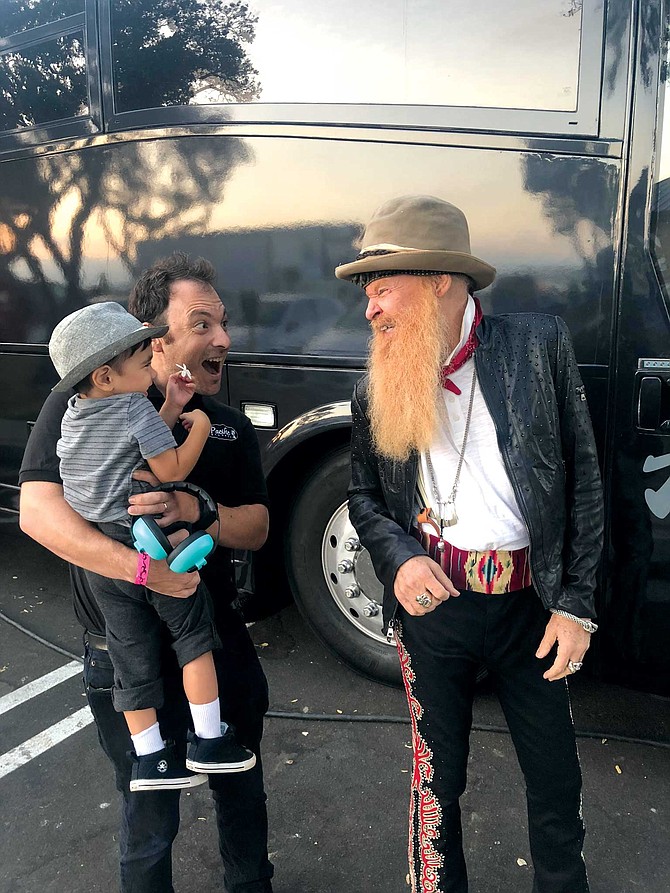 Pacific Records’ Brian Witkin and son Jordan with ZZ Top’s Billy Gibbons