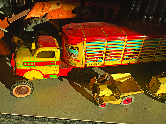 Popular Mantiques include toy trucks and earth movers from long ago