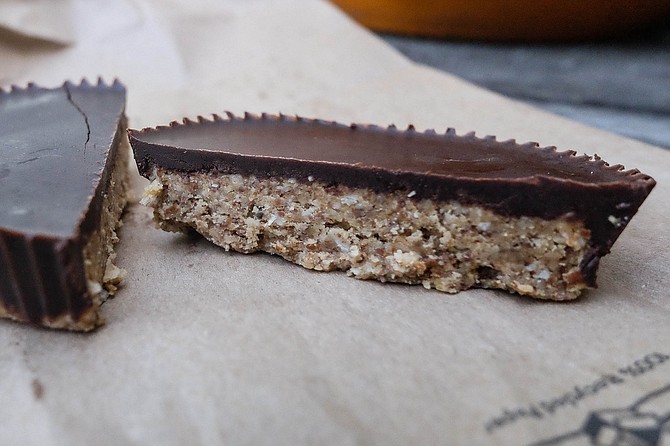 An almond butter cup, paleo and keto-friendly
