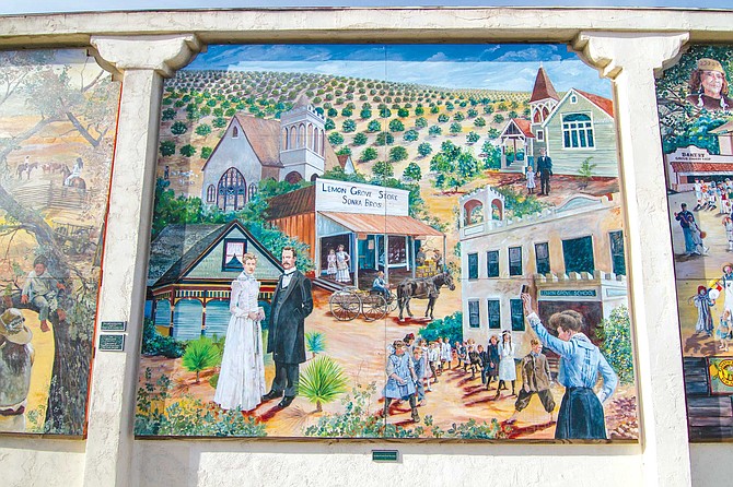 Lemon Grove Baking Company mural panel 4: the Little Town Surrounded by Orchards