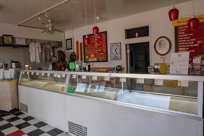 An old-school ice cream factory and counter in National City