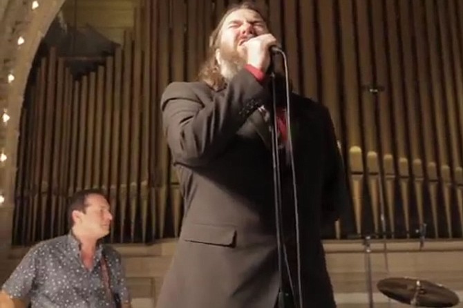 Rob Crow sings at the Drive Like Jehu reunion at Spreckels Organ Pavilion.