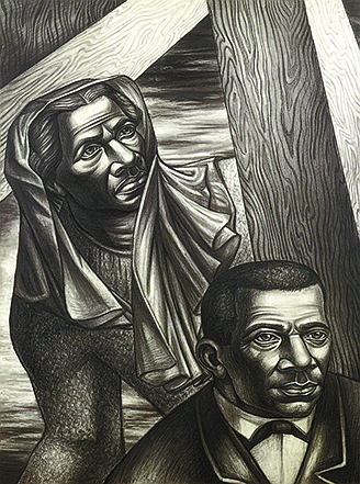 Charles White, Sojourner Truth and Booker T. Washington (Study for Contribution of the Negro to Democracy in America), 1943, collection of the Newark Museum, purchase 1944 Sophronia Anderson Bequest Fund, © The Charles White Archives, photo courtesy Michael Rosenfeld Gallery LLC, New York