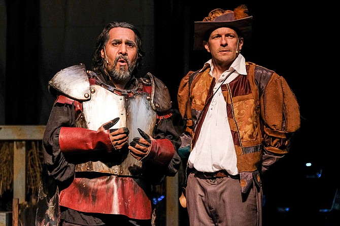 Rudy Martinez as Don Quixote, and Steve Lawrence as Sancho Panza, in the Oceanside Theatre Company production of Man of La Mancha.