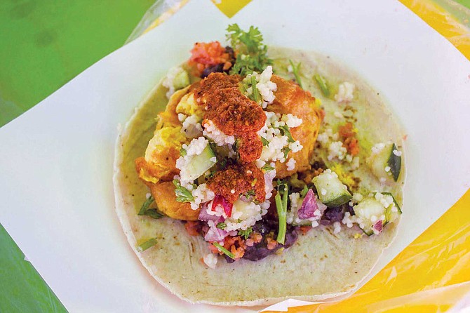 It takes six hipsters to make this intriguing battered cauliflower taco at TacoNveggie in Tijuana