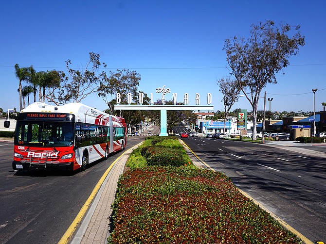 BRT route along El Cajon Boulevard