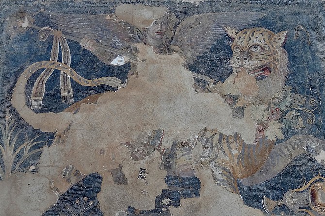 Dionysus as a winged deity riding a tiger. It doesn’t get any more “baller” than that. 2nd Century BC.