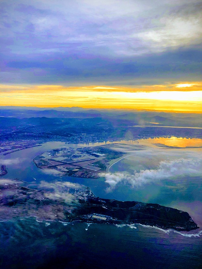 Point Loma and Coronado at Sunrise from the air