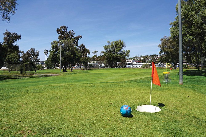 The lack of hills makes Mission Bay the superior course for footgolf newbies.