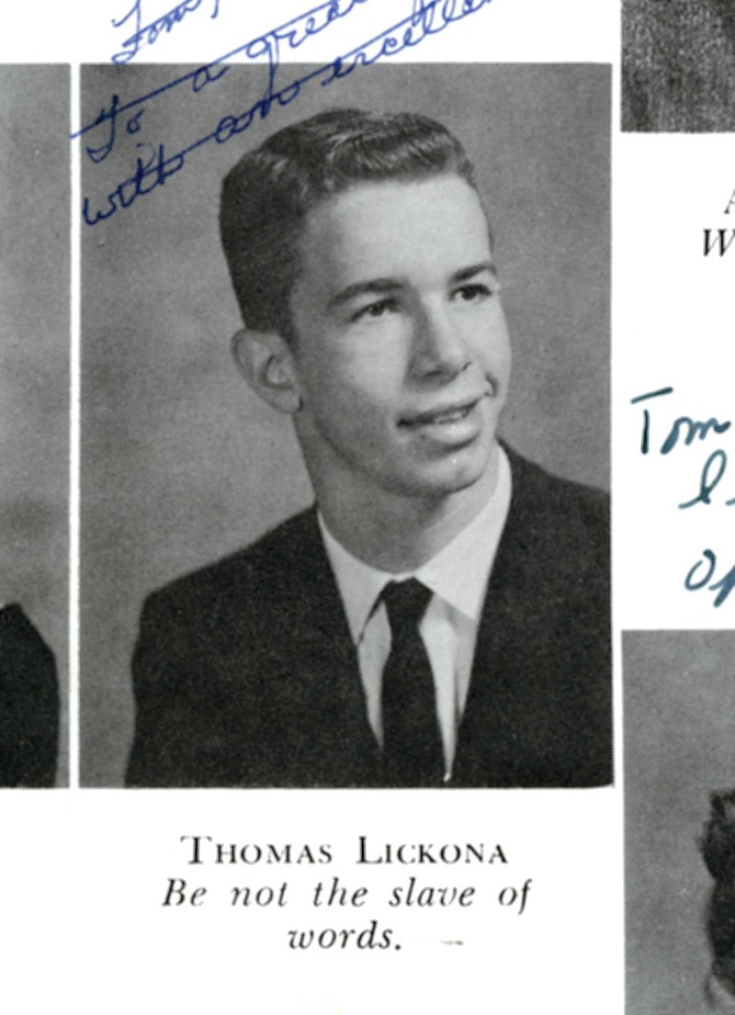Pop’s high school yearbook photo, complete with waggish caption.