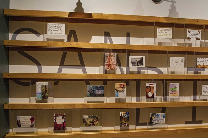 “Frank Warren sees the PostSecret project as community art, and we see our exhibition in the same way. We try to keep a balance in the way we display the postcards so that we not only have compelling secrets but visually compelling secrets.”
