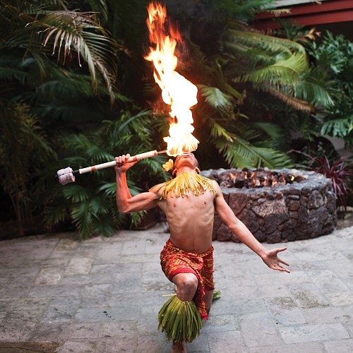 Sunset luau performer at the Catamaran Resort Hotel and Spa.