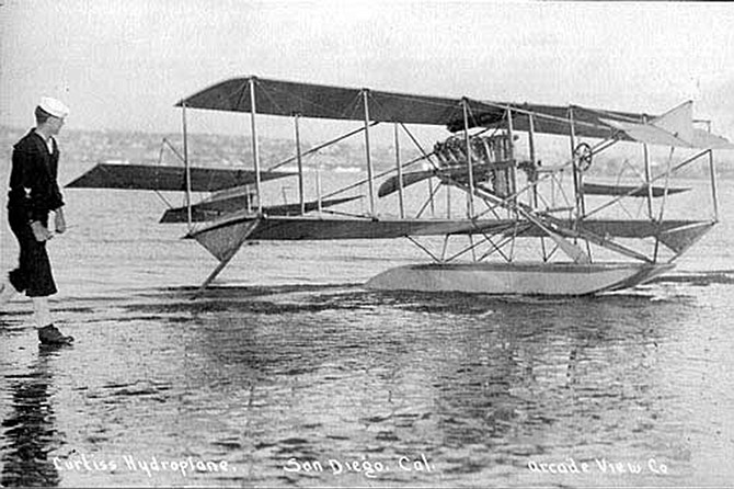 One of Glenn Curtiss’s prototypes, beached on North Island