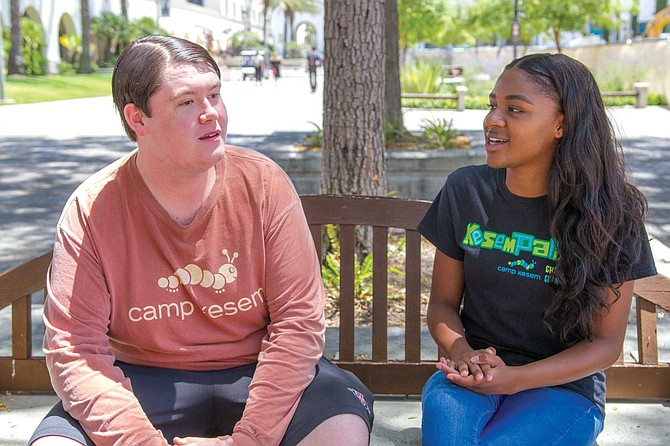 Tyler Leptich and Jada Claiborne are counselors at Camp Kesem, a camp for children of cancer patients.