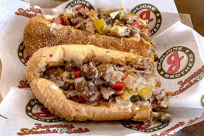 A ribeye cheesesteak with sweet peppers