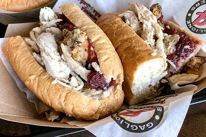 The "Turk," with baked turkey, stuffing, and cranberry sauce