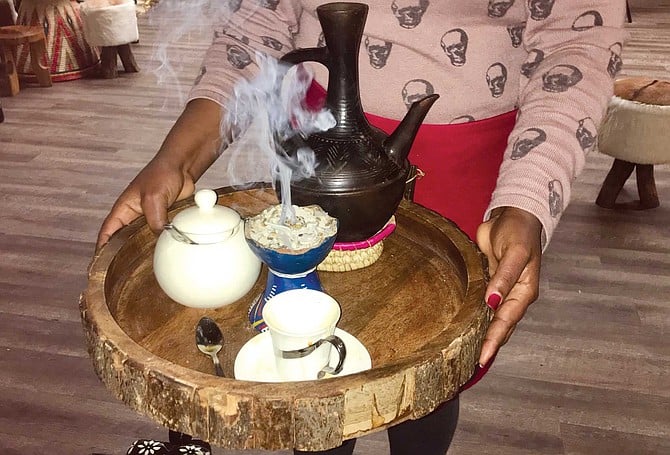 Coffee with Frankincense and myrrh at Addis Ethiopian Restaurant