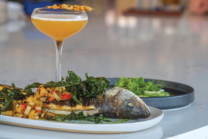 Fort Oak’s Branzino is served whole, but with pieces separated for easy sharing