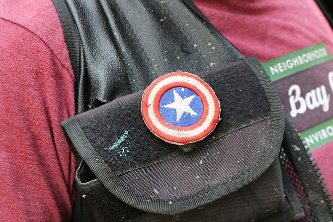 Matt wears this Captain America badge while working.