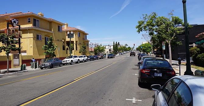 30th Street north of El Cajon Blvd., part of new segment of the bike lanes that stretch from Howard to Adams.