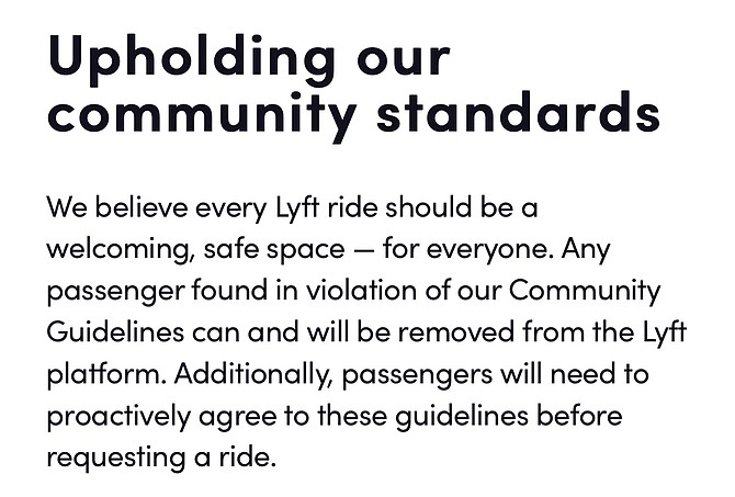 Lyft announces removals of problem passengers from their business model.