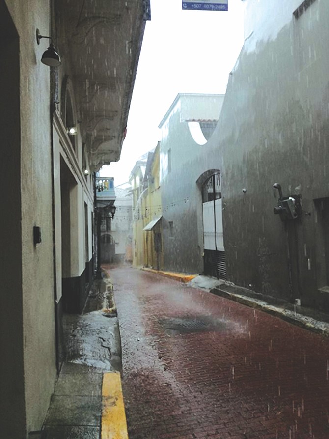 Panama City's Casco Viejo neighborhood in the rain.